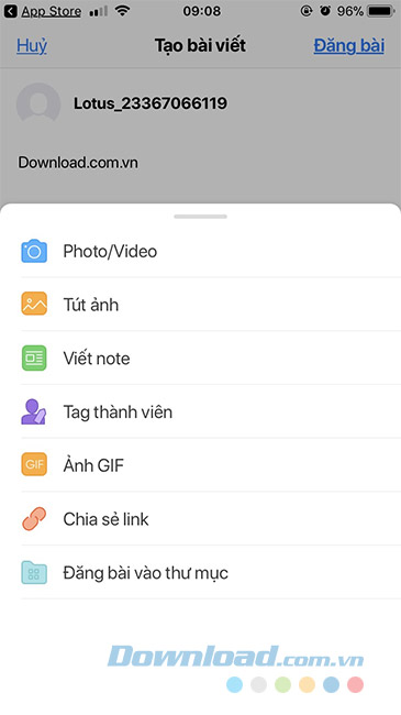 Giao diện tạo bài viết trên Lotus