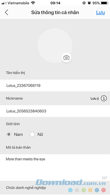 Sửa thông tin cá nhân trên Lotus