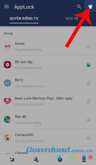 Nhấn vào biểu tượng chiếc áo
