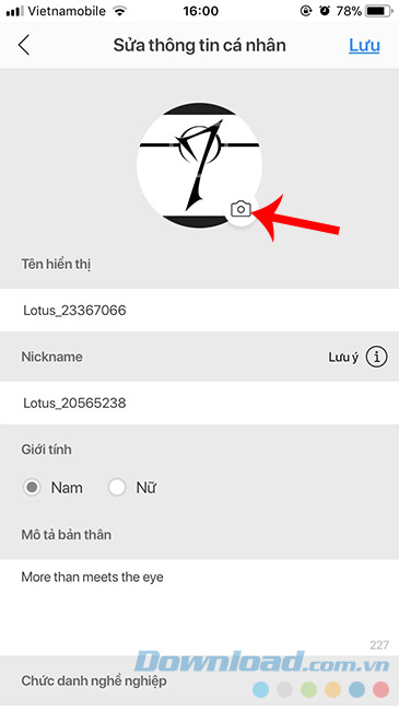 Chạm vào biểu tượng camera