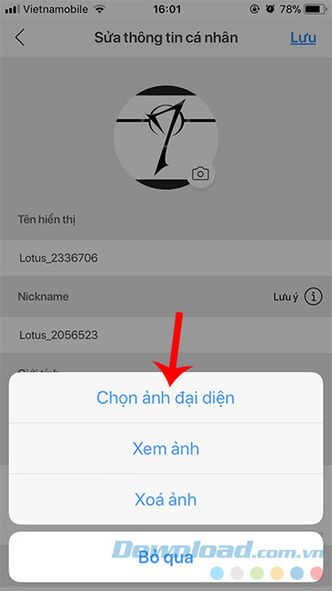 Chọn ảnh đại diện