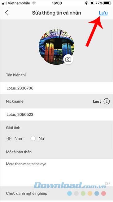 Lưu lại ảnh đại diện Lotus