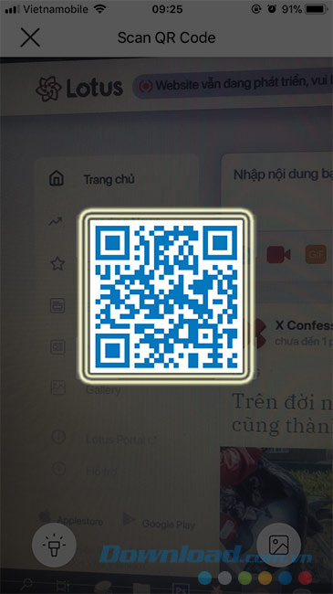 Quét mã QR trên trang chủ