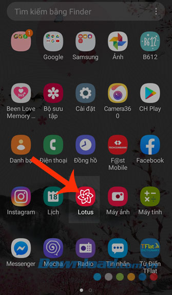 Mở ứng dụng Lotus trên điện thoại lên