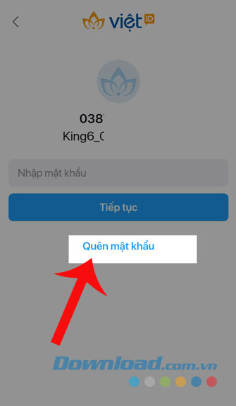 Nhấn Quên mật khẩu
