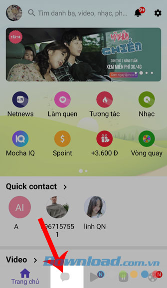 Nhấn vào mục Điện thoại