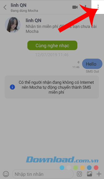 Nhấn vào dấu ba chấm