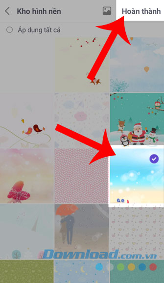 Chọn hình nền và ấn Hoàn thành