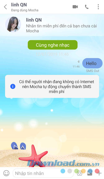 Cuộc trò chuyện sau khi được đổi hình nền