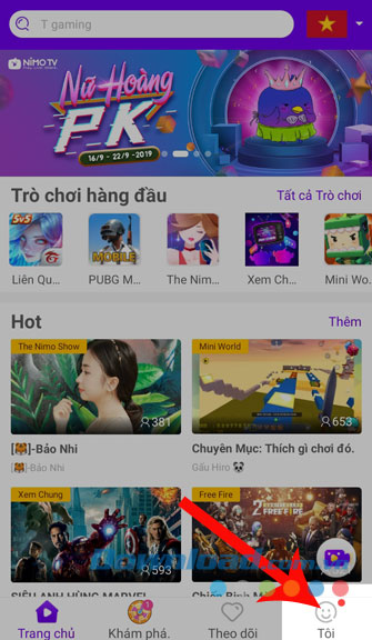 Nhấn vào mục Tôi