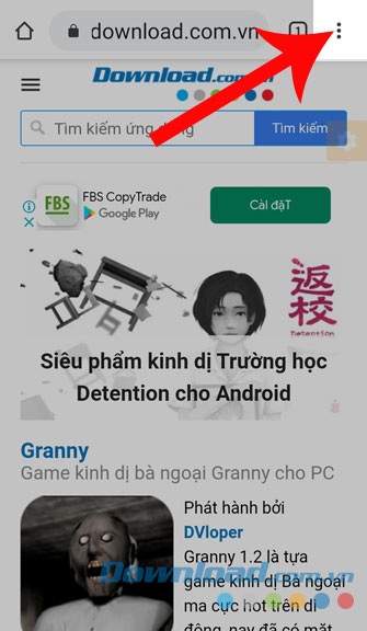 Nhấn vào dấu ba chấm