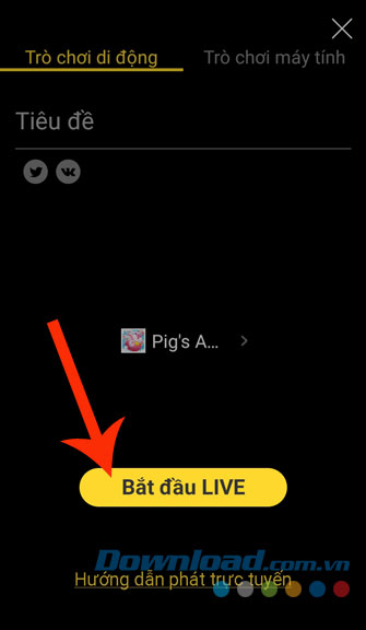 Nhấn nút Bắt đầu Live