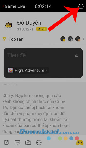 Nhấn biểu tượng nút Tắt