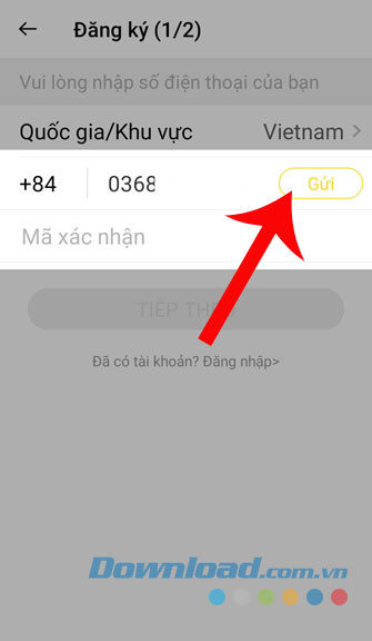 Nhập số điện thoại
