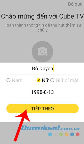 Điền thông tin cá nhân