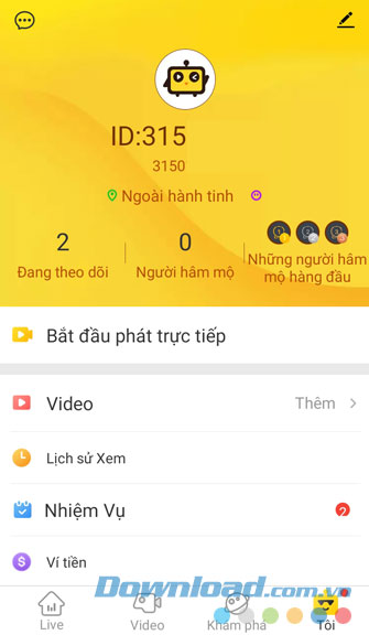 Tài khoản sau khi tạo xong