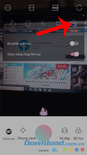Nhấn vào mục Cài đặt