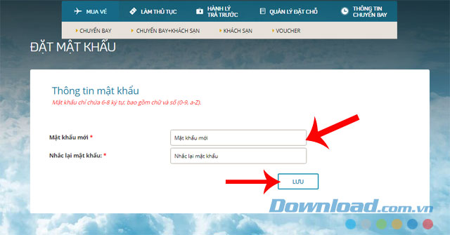 Thiết lập mật khẩu và nhấn Lưu