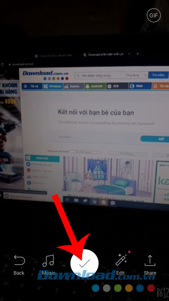 Nhấn vào biểu tượng dấu tick