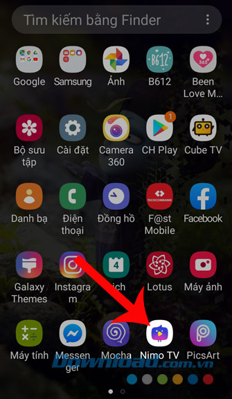 Mở ứng dụng Nimo TV