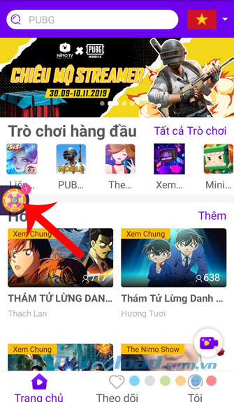 Nhấn vào biểu tượng vòng quay