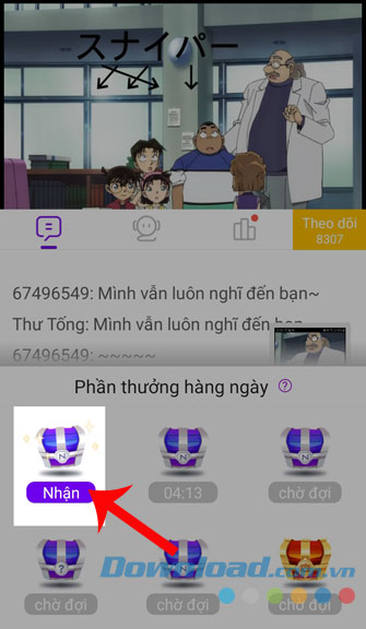 Ấn vào nút Nhận