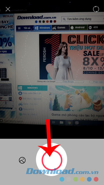 Nhấn vào hình tròn để chụp ảnh