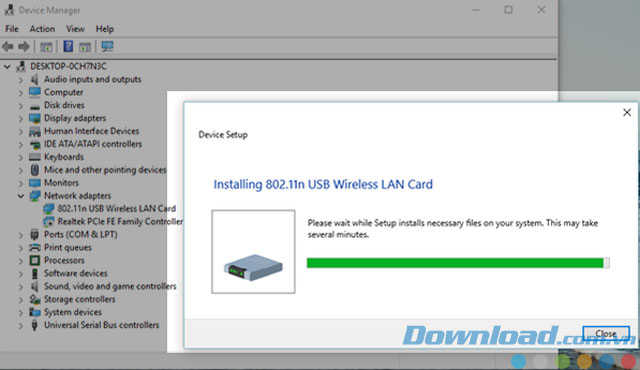Tiếp tục đợi quá trình nhận biết thành phần của phần cứng