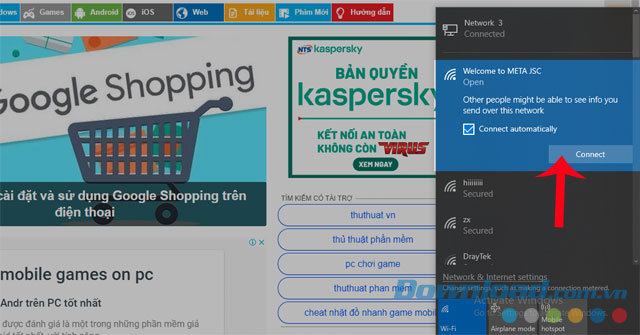 Kết nối lại mạng Wifi