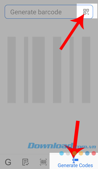 Nhấn vào mục Generate Codes và chọn kiểu mã vạch
