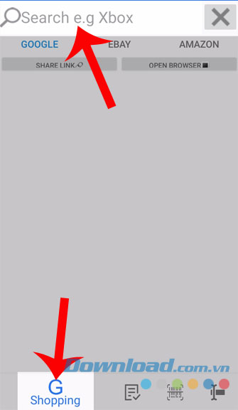 Mở phần Shopping và gõ tên sản phẩm