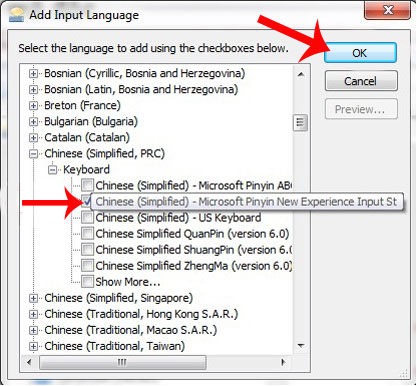 Tick vào ô Chinese (Simplified) – Microsoft Pinyin New Experience Input St