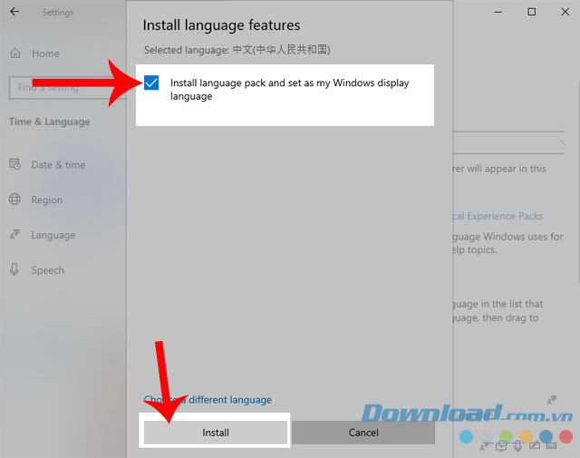 Nhấn vào nút Install