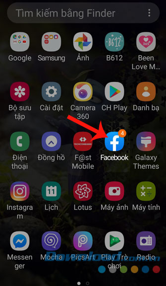 Mở ứng Facebook lên