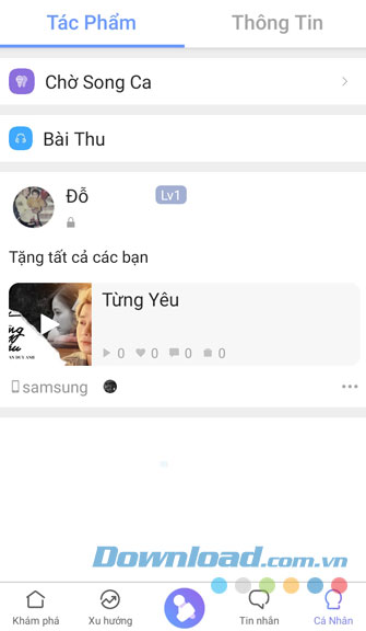 Bản thu âm được đăng lên dòng thời gian của mình