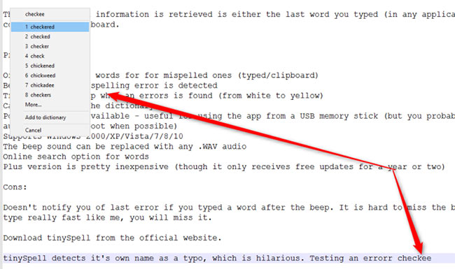 Phần mềm tìm lỗi chính tả tiếng Việt tinySpell