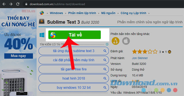 Nhấn nút Tải về