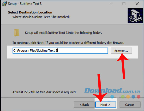 Chọn đường dẫn, sau đó ấn nút Next