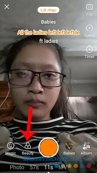 Nhấn vào mục Beauty