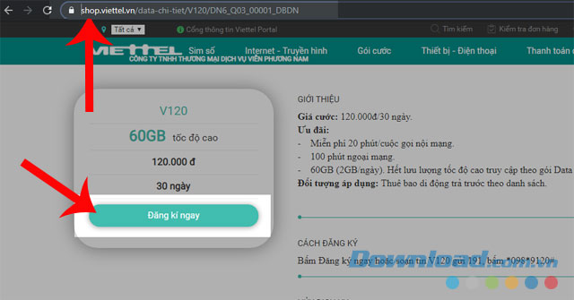 Truy cập vào đường link và nhấn Đăng ký ngay