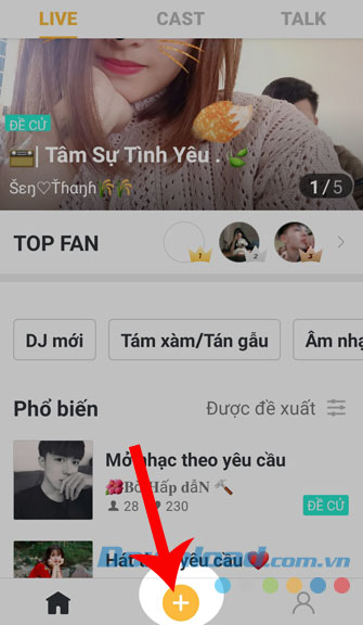 Nhấn vào biểu tượng dấu cộng
