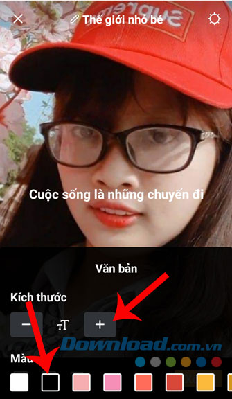 Thay đổi kích thước và màu sắc