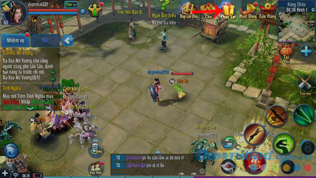 Mở mục Phúc lợi