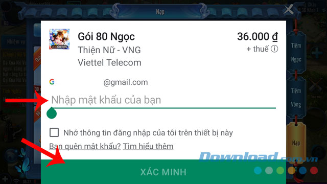 Nhập mật khẩu Email