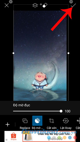 Ấn vào dấu tick