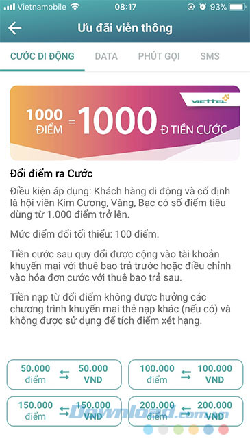 Quy định đổi điểm Viettel++