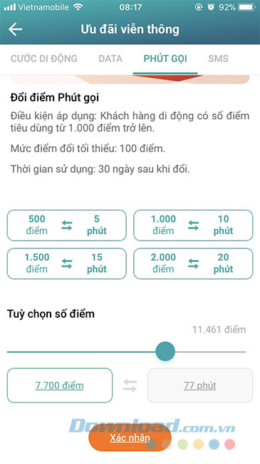 Đổi điểm Viettel++ thành phút gọi 