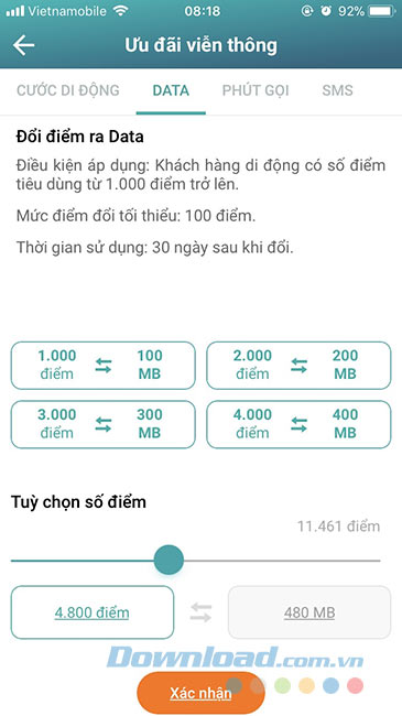 Đổi điểm Viettel++ thành dung lượng 3G, 4G 