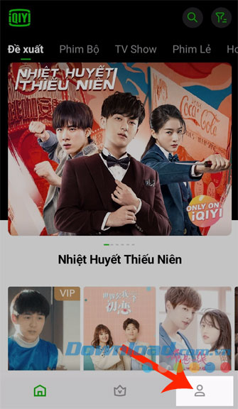 Nhấn vào biểu tượng tài khoản