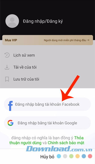 Chọn tài khoản đăng nhập
